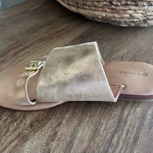 Free People Tan Sandals with Gold Accent